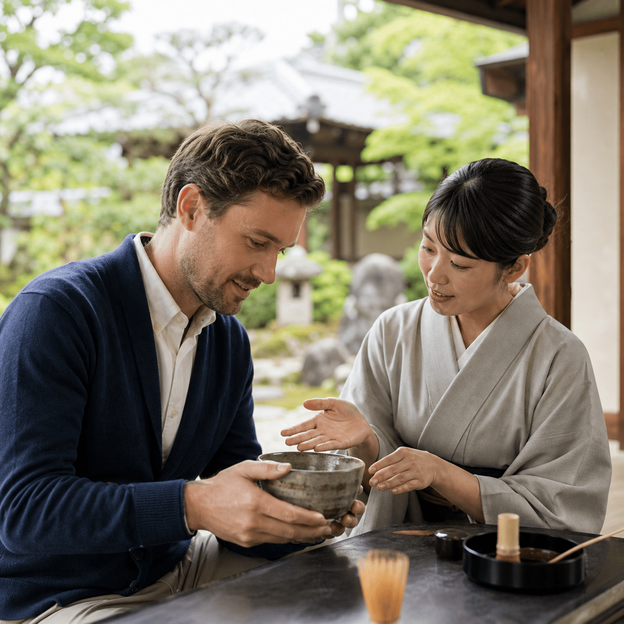 外国人学習者が日本文化に触れている写真